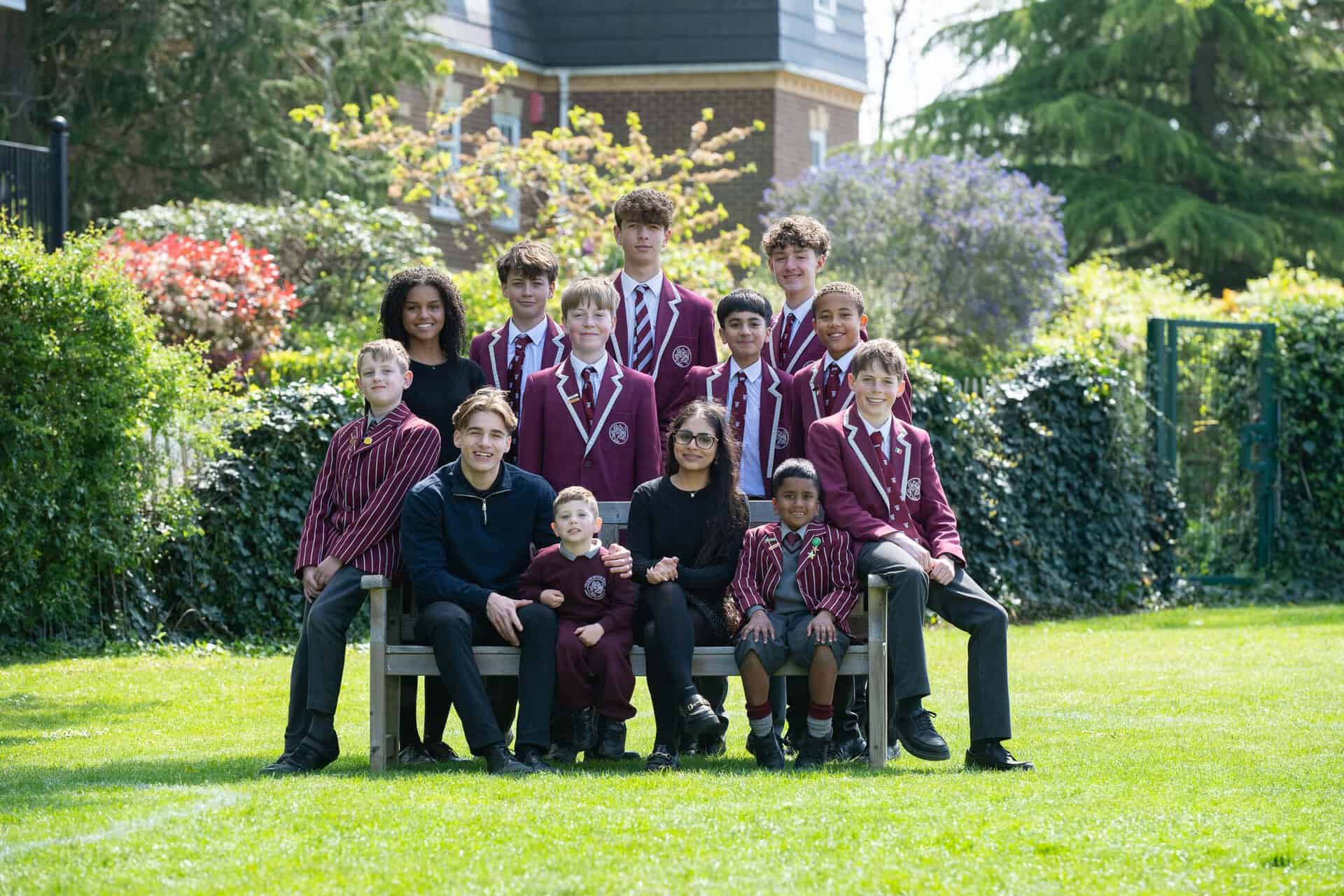 Thorpe House pupils from Nursery to Sixth Form, boys and girls, together in the school gardens